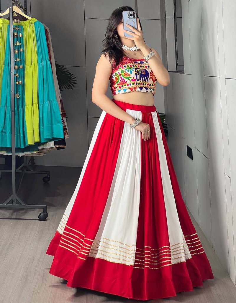 MULTI COLOR RAYON EMBROIDERY NAVRATRI CHANIYA CHOLI- full stitched free size