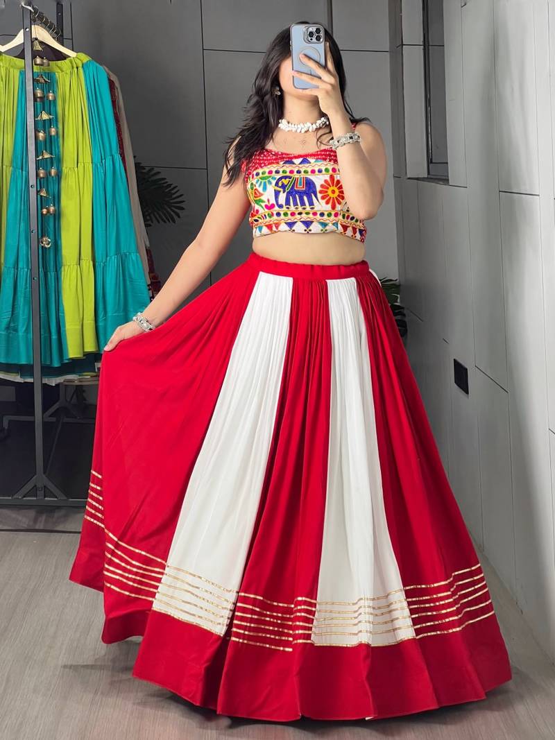 MULTI COLOR RAYON EMBROIDERY NAVRATRI CHANIYA CHOLI- full stitched free size