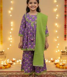 Lavender floral kurta sharara set
