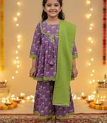 Lavender floral kurta sharara set