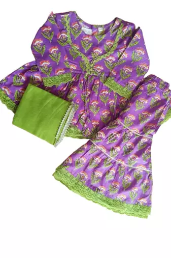 Lavender floral kurta sharara set