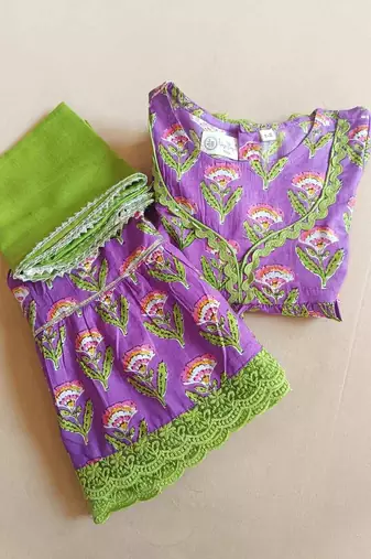 Lavender floral kurta sharara set