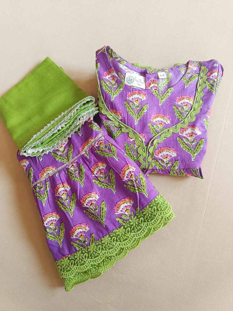 Lavender floral kurta sharara set