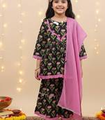 Black floral kurta sharara set