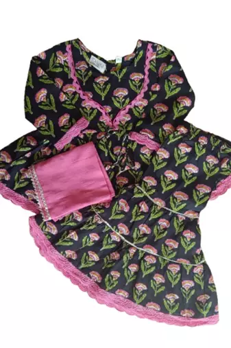 Black floral kurta sharara set