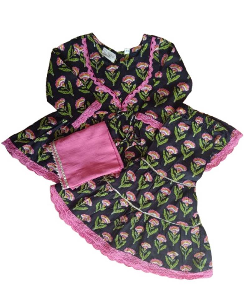 Black floral kurta sharara set