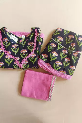 Black floral kurta sharara set