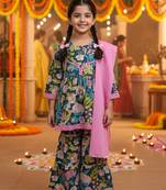 Olive floral kurta sharara set