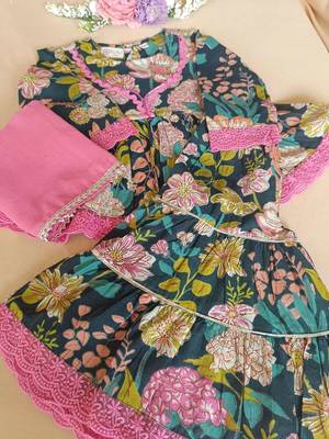 Olive floral kurta sharara set 2