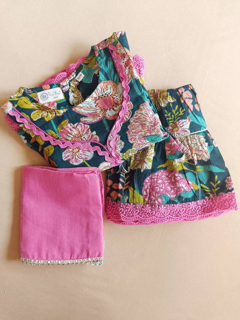 Olive floral kurta sharara set