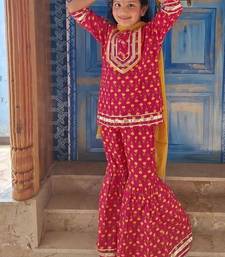 Pink screen print kurta sharara
