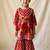 Maroon block print anarkali set
