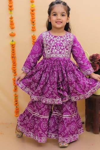 Purple jaipuri anarkali set