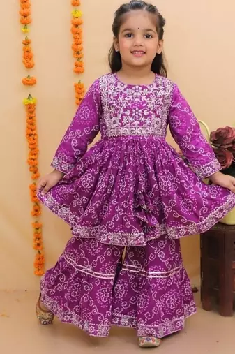 Purple jaipuri anarkali set