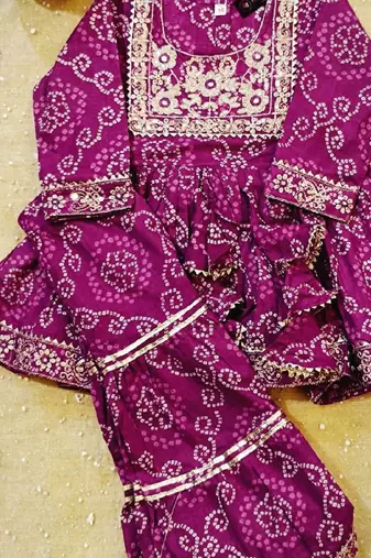 Purple jaipuri anarkali set