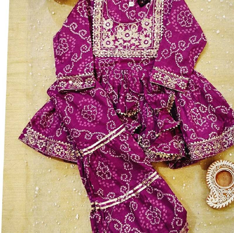 Purple jaipuri anarkali set