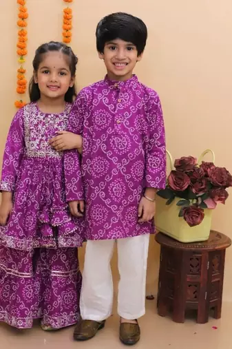 Purple jaipuri anarkali set
