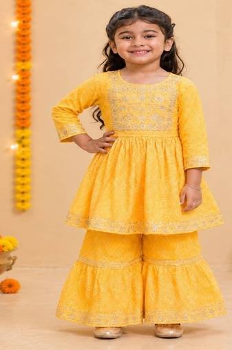 Yellow jaipuri anarkali set