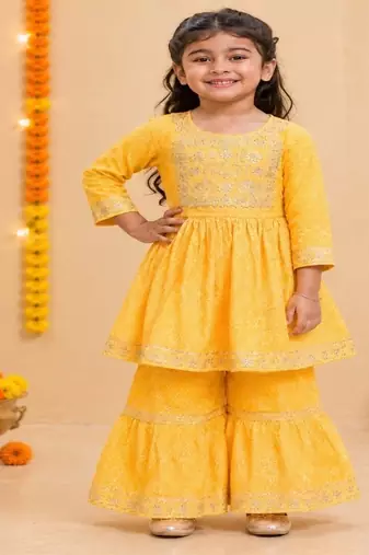 Yellow jaipuri anarkali set