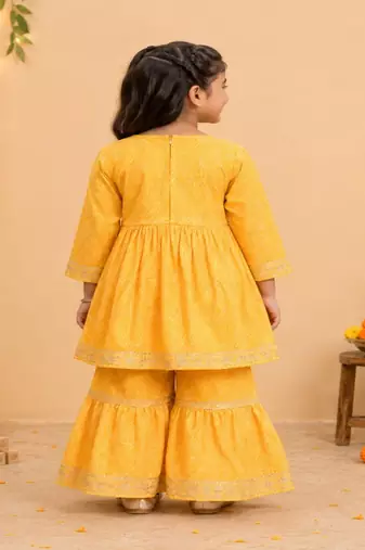 Yellow jaipuri anarkali set