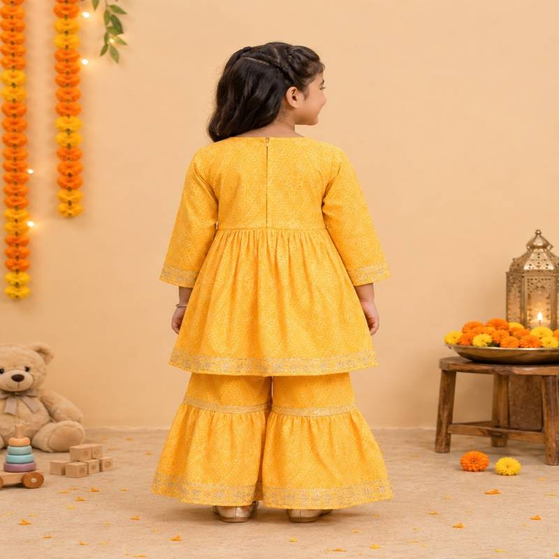 Yellow jaipuri anarkali set