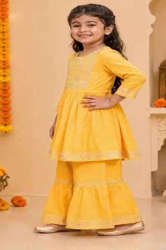 Yellow jaipuri anarkali set