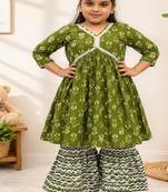 Green block anarkali set