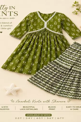 Green block anarkali set