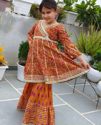 Block print anarkali set 1
