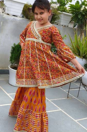 Block print anarkali set