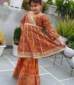 Block print anarkali set