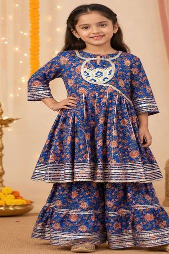 Purple anarkali sharara set