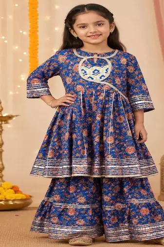 Purple anarkali sharara set