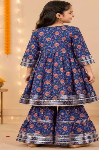 Purple anarkali sharara set