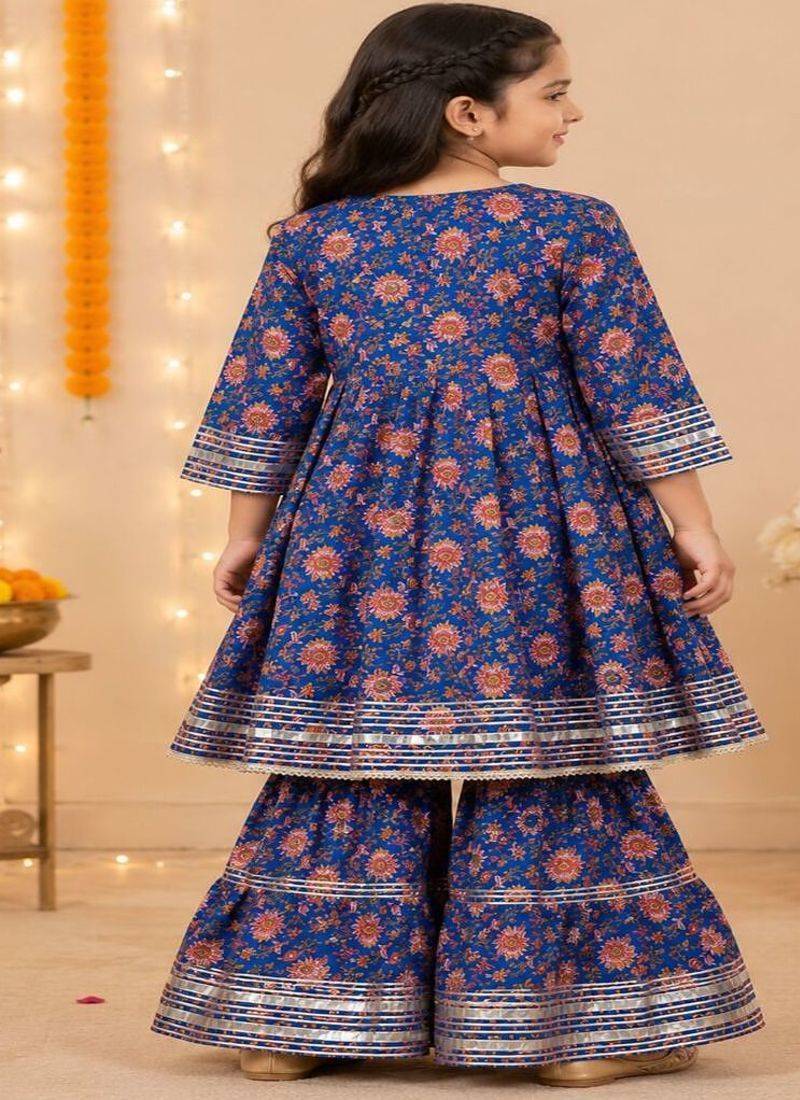 Purple anarkali sharara set