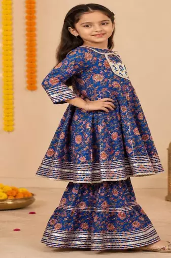 Purple anarkali sharara set