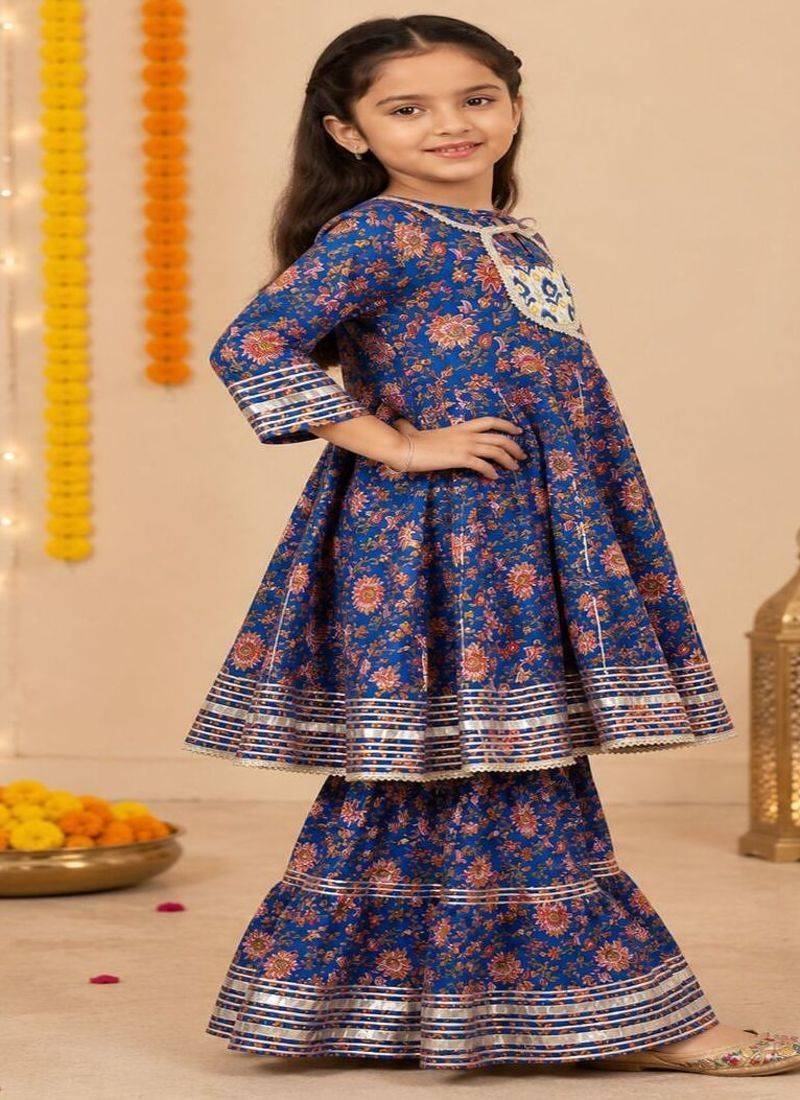Purple anarkali sharara set