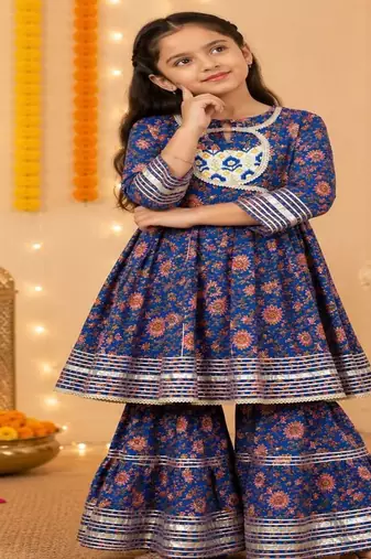 Purple anarkali sharara set