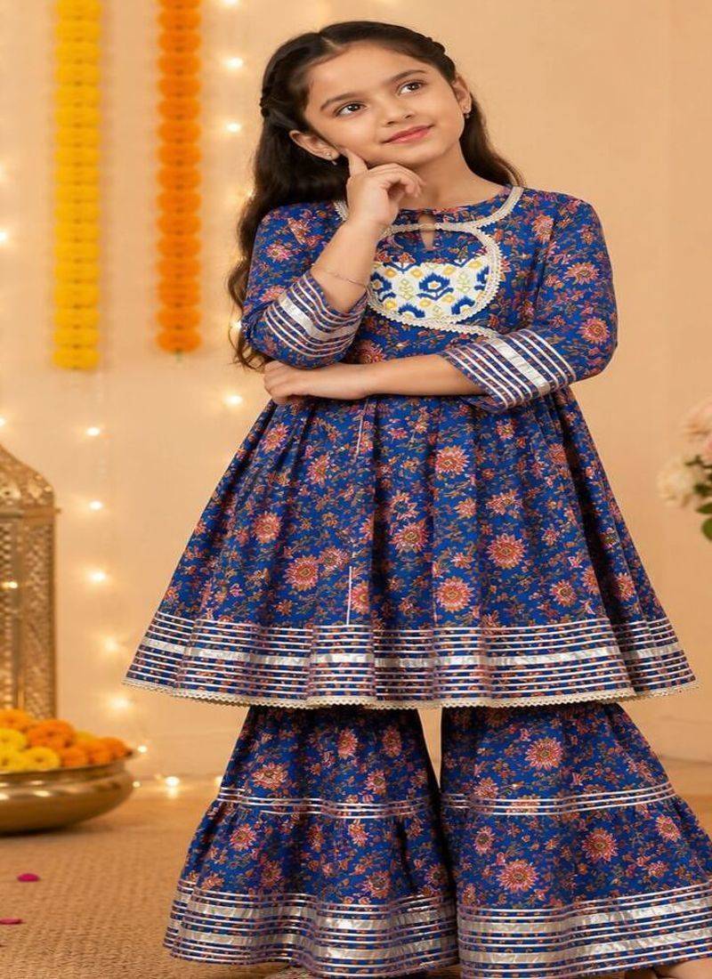 Purple anarkali sharara set