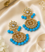 Floral kundan bead drop earrings