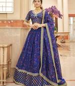blue organza embroidered lehenga choli