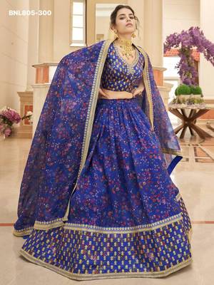 blue organza embroidered lehenga choli 2