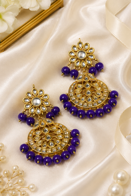 Floral vine kundan statement earrings 1
