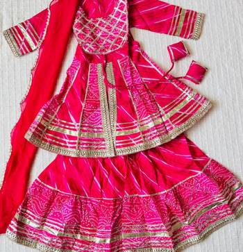 Pink bandhej anarkali set 3