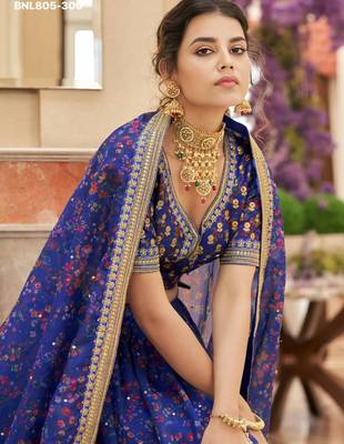blue organza embroidered lehenga choli 4
