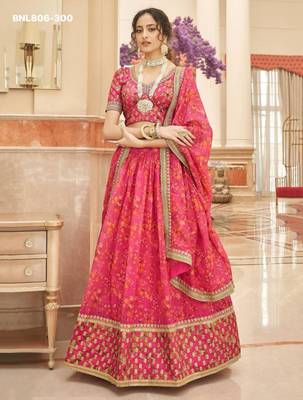 pink organza embroidered lehenga choli 1