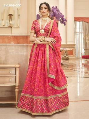 pink organza embroidered lehenga choli 2