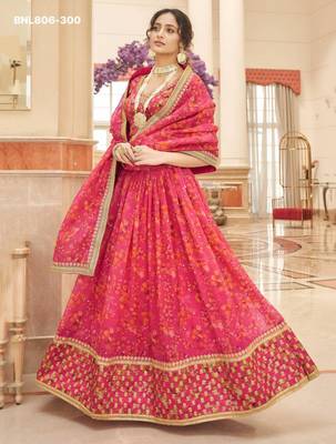 pink organza embroidered lehenga choli 4