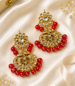 Floral peacock kundan beaded earrings