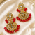 Floral peacock kundan beaded earrings